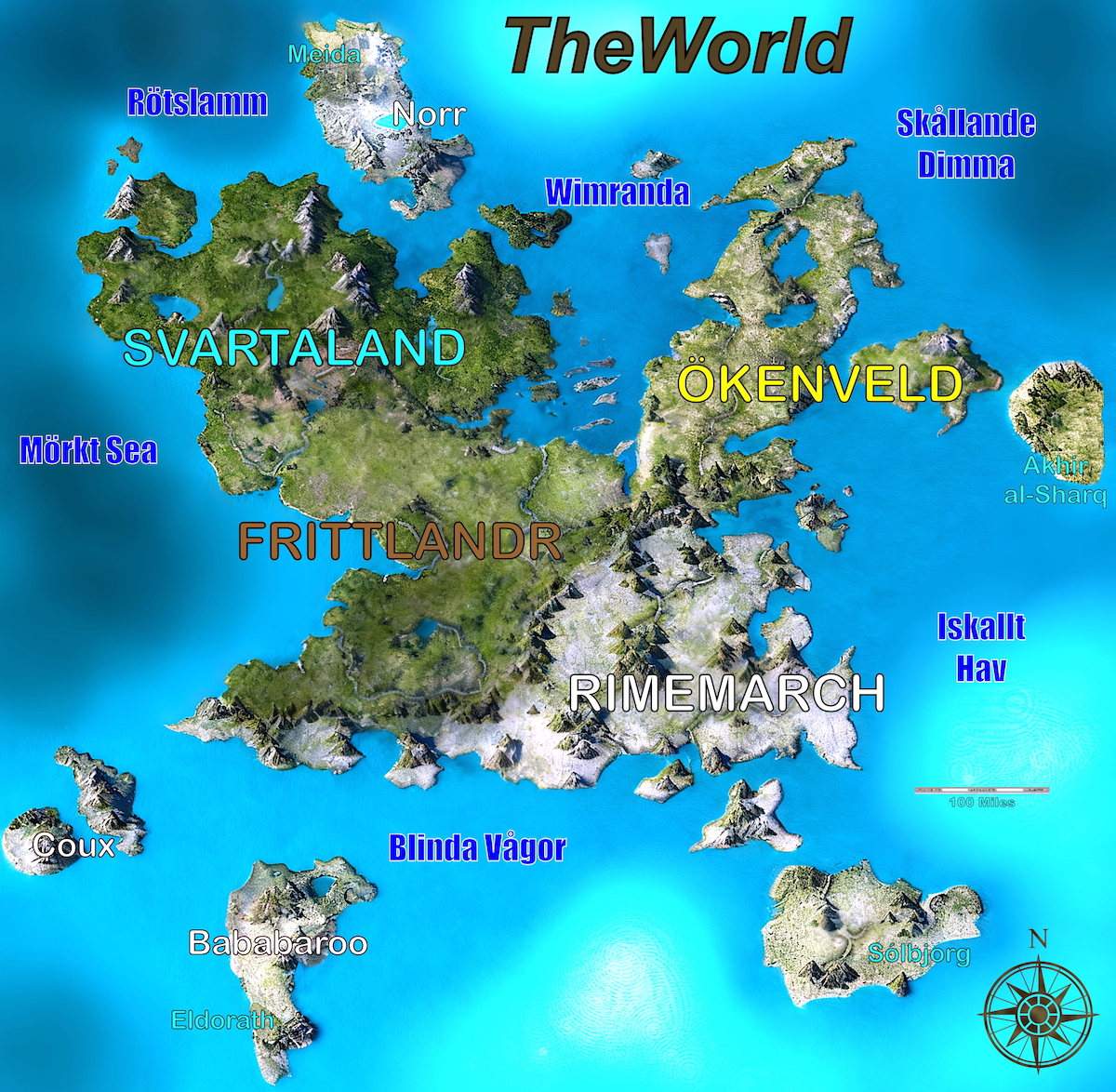 Map of TheWorld showing major political regions